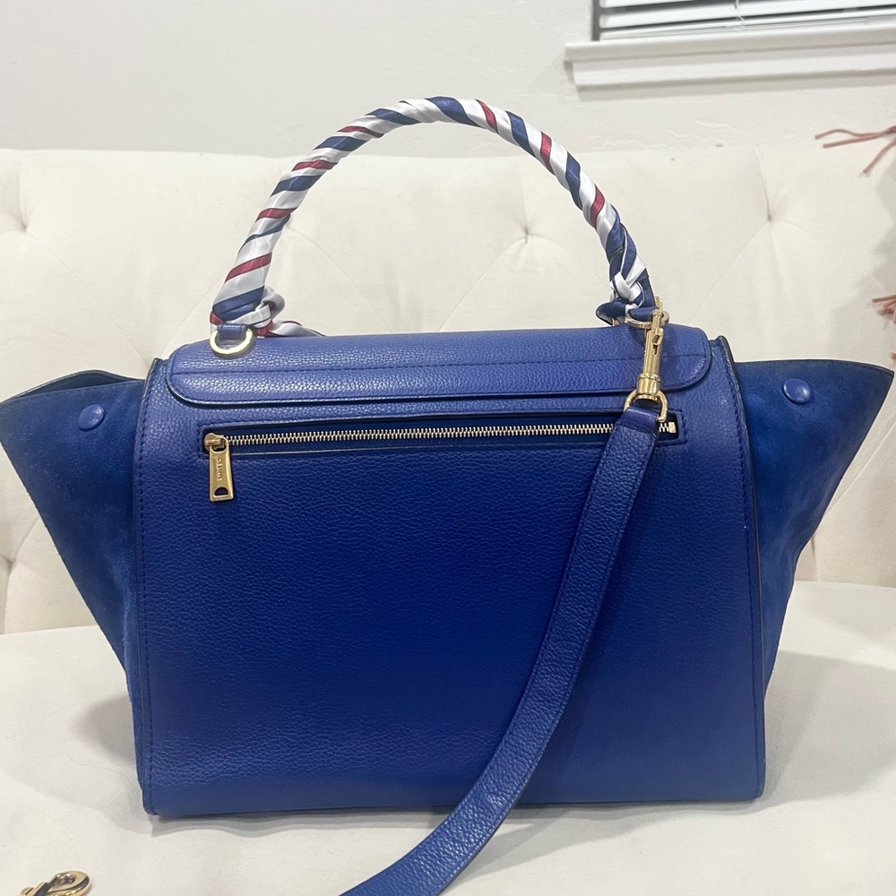Celine Calfskin Suede Small Trapeze Indigo - Picture 2 of 11